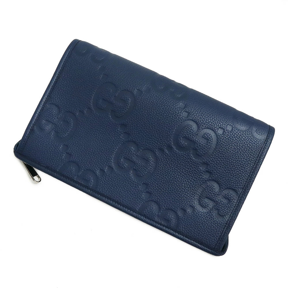 Gucci Jumbo GG Clutch Shoulder Clutch Bag Leather Blue - Picture 6 of 10